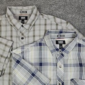 Alaskan Hardgear Untucked Button Up Shirt‎ Mens XL TALL Plaid Short Sleeve Lot 2